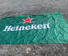 Heineken tarpaulin tent sides.