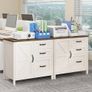 31 Inch Lateral Filing Cabinet with 1 Door & 3 Drawers, Wood Farmhouse Home Office Printer Stand, Rustic White for A4/Letter Suspension Files Image 7