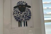 Handcrafted framed mixed media sheep Mosaic