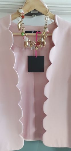 V by VERY pink scallop trim jacket Sz 14 - Bnwt Rrp 60