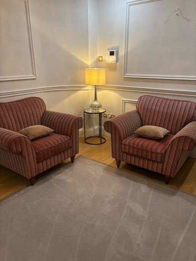 2 elegant fabric armchairs