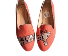 Wonder suede embroidered giraffe flats