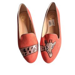Wonder suede embroidered giraffe flats