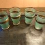 4 Mid Century Green Turquoise and Gold Glasses Image 2