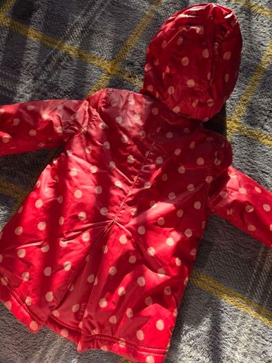 Mini Club Red Polka Dot Fleece-Lined Hooded Raincoat/Winter Coat