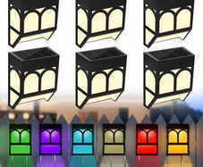 6 Pack Outdoor Wall Solar Lights,Fence Solar Lights Outdoor,Solar Wall Lights Outdoor Garden Waterproof, Decorative Garden Lights