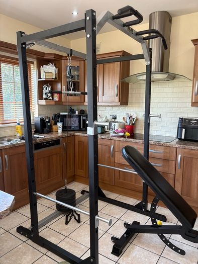 Perfect Gym Weightlifting Up, Power Squat Rack, Olympic Weights, Barbell, Dumbbells, Cable System And More!!
