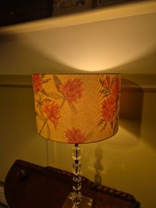 Stunning stacked crystal table lamp with floral shade
