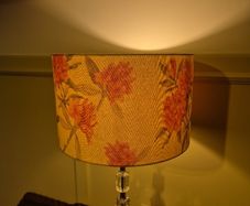 Stunning stacked crystal table lamp with floral shade