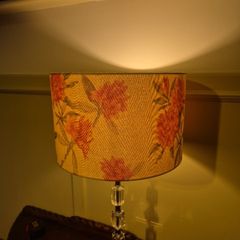 Stunning stacked crystal table lamp with floral shade