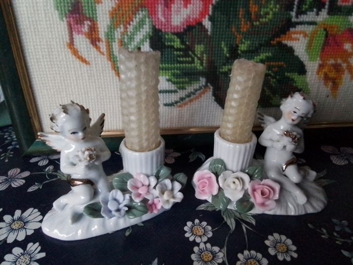 Two Victorian style Angel Candleholders