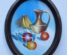 Vintage Oval Still Life Framed Painting