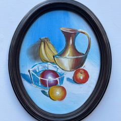 Vintage Oval Still Life Framed Painting