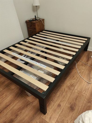 Zinus Double Bed Frame (Black Metal) + IKEA Mattress