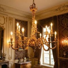 Fine gilded brass old chandelier