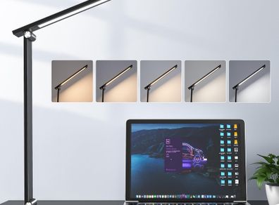 Desk Lamp LED Table Lamp,15 Modes LED Desk Lamp,Dimmable Bedside Lamps with Timer,Multi-Powered Desk Lamps for Study Lamp Reading Light,Adjustable Desk Light,Black Desk Lamp for Bedroom,Home,Office