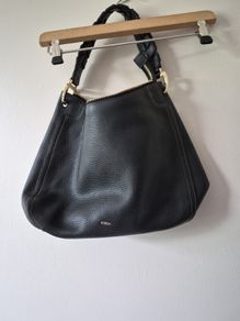 Black Leather Furla Shoulder Bag