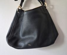 Black Leather Furla Shoulder Bag