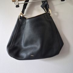 Black Leather Furla Shoulder Bag