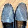 Prada Navy Blue Textured Leather Loafers Image 5