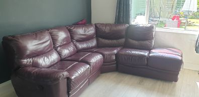 C corner leather sofa and leather suede chaise lounge