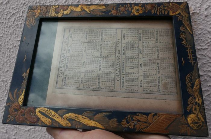 Vintage Calendar 1920-21 in Vintage Hand Painted Frame