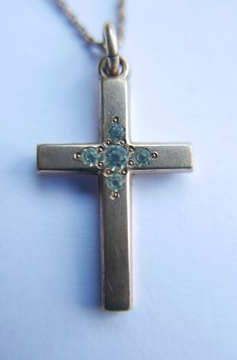 Antique Gold Plated  Cross Pendant Chain Necklace (antique chain clasp) length 17" - 4,7g