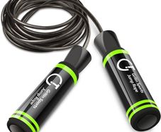 Skipping Rope, Gritin Speed Jump Rope Soft Memory Foam Handle Tangle-free Adjustable Rope&Rapid Ball Bearings Fitness Workouts Fat Burning Exercises Boxing for Adults, Kids - Length Adjuster Included (FREE POSTAGE)
