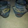 Set of 2 tripe pottery hand carved and collared vases15 cm. tall Image 3