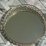 Like new Gold Mirrored Crystal Vanity Tray for Dressers- Round Decorative Serving Tray for Perfume, Jewelry and Makeup Image 7