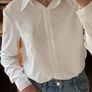 White Long Sleeve Shirt with Collar Image 2