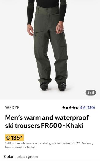 Mens Ski Trousers FR500 135euro retail