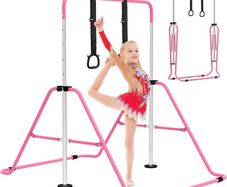 FREE EXPRESS SHIPPING Gymnastics Bars, Junior Training Kip Bar Gymnastics Equipment for Home,Adjustable Height Folding Horizontal Bar with Gymnastic Rings for Kid