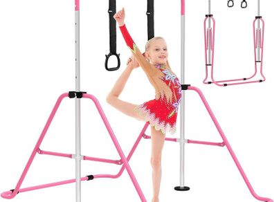 FREE EXPRESS SHIPPING Gymnastics Bars, Junior Training Kip Bar Gymnastics Equipment for Home,Adjustable Height Folding Horizontal Bar with Gymnastic Rings for Kid