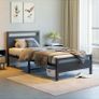 3ft Single Bed Frames Solid Bedstead Base with Wood Headboard Image 3