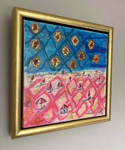 Original Abstract Painting Contemporary Irish Art Eclectic Gold Seascape
