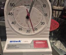 This is the Hanhart Mesotron Quartz analog table stopwatch.