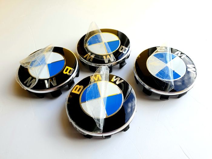 Set of 4 brand new 56mm BMW Classic BLUE / WHITE alloy wheel caps 56