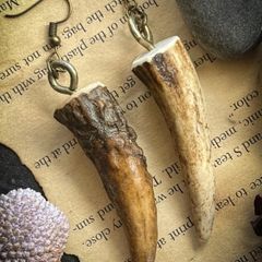 Made to Order Simple but Powerful Deer Antler Tine Earrings Witch Shaman