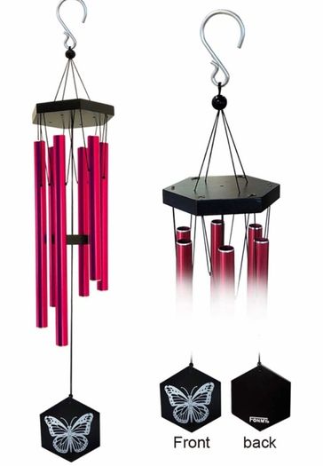 Wind Chimes Outdoor w/Butterfly Sign Memorial Windchimes Great Wind Chime Gifts Soothing Melodic Tones & Bamboo/Aluminum Chime for Garden Home or Yard-33 inches In Length