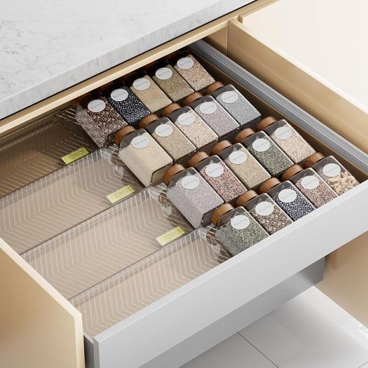 PanPanPal Spice Rack for Drawer 8-Pack Expandable Clear Tiered Organiser - Brand New