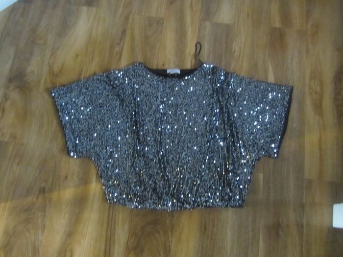 Black glitter top   NEW   size 12