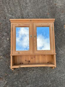 Pine bathroom cabinet with mirror doors