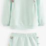 Ted Baker girls mint floral sweatshirt & matching shorts Age 3-4 BNWT Image 2