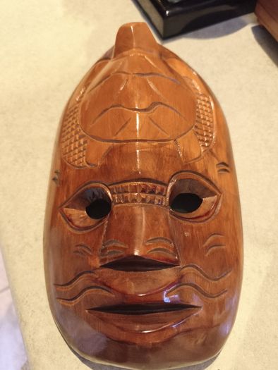 Vintage Wood Carved Fijian Tiki Mask Sea Turtle Theme Wall Hanging. Fiji Folk Art South Pacific Decor Wall Art.