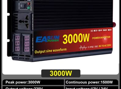 Pure Sine Wave Voltage Converter 3000w 12v to 220v Power Car Micro Inverter