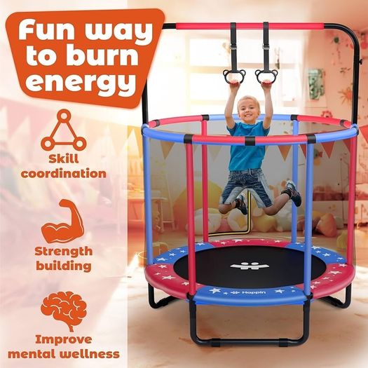 40'' Rebounder Trampoline for Adults, Foldable Mini Indoor Trampoline with 4-Level Adjustable Handlebar, Max User Weight 450 lbs, Quiet Indoor & Outdoor Fitness Trampolines Workout