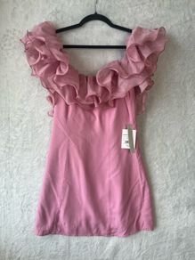 DREAM Sister Jane Blooming Ruffles Mini Dress Raspberry Pink Size S NWT