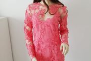 Embroidered lace salmon dress