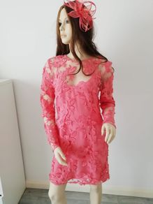 Embroidered lace salmon dress